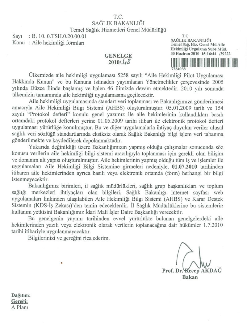 Aile Hekimliği Formları 2010/48 Gülistan Aile Sağlığı Aile Hekimliği Formları 2010/48 Gülistan Aile Sağlığı